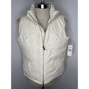 Ralph Lauren Women’s Duck Down Vest Sz L Off White NEW Puffer Pockets Zipper